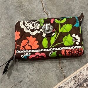 Vera Bradley Colorful Floral Wallet - Brown and Green